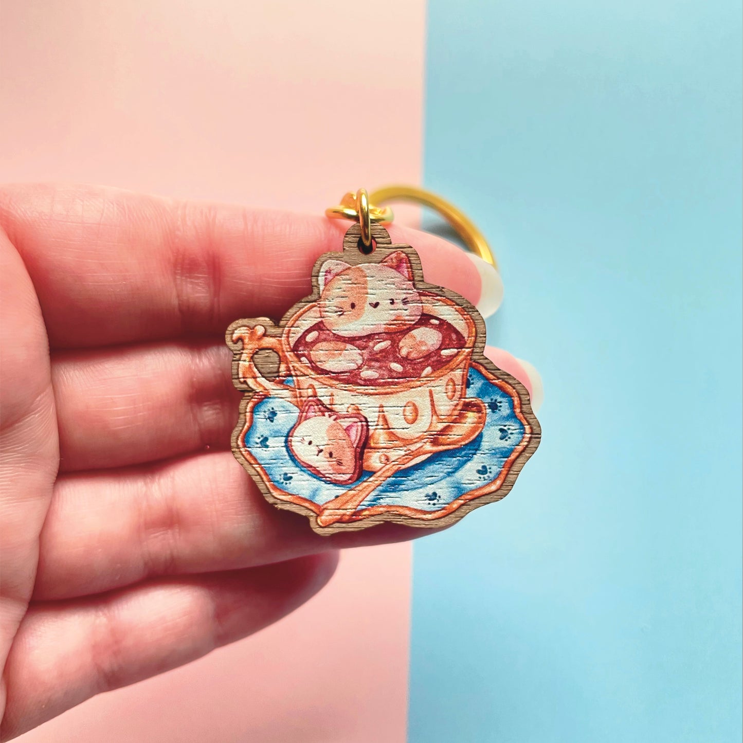Cat Tea Keyring