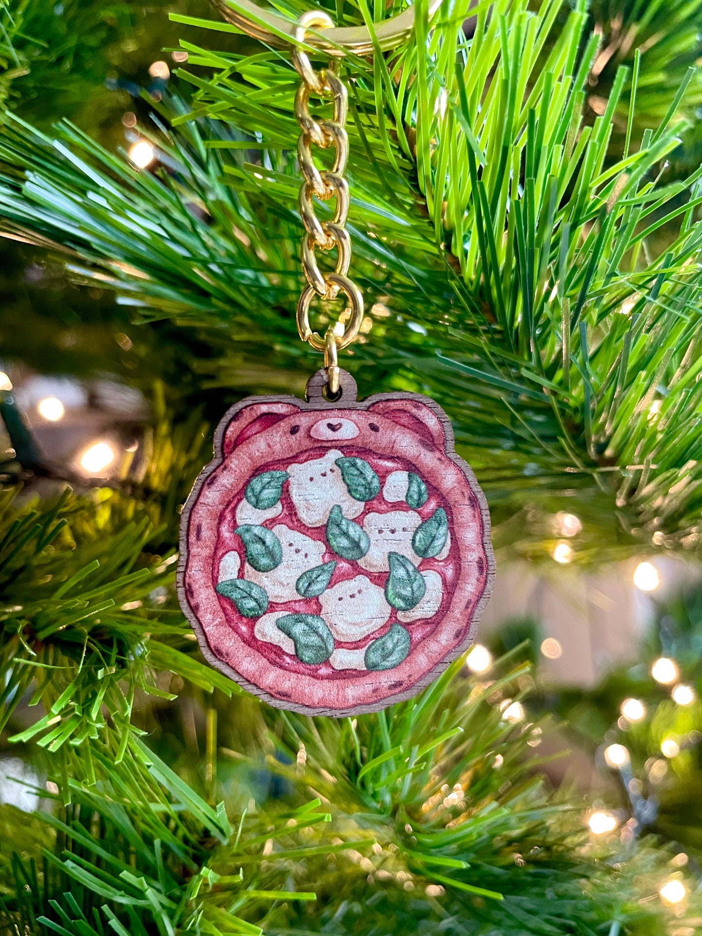 Bear Pizza Keyring