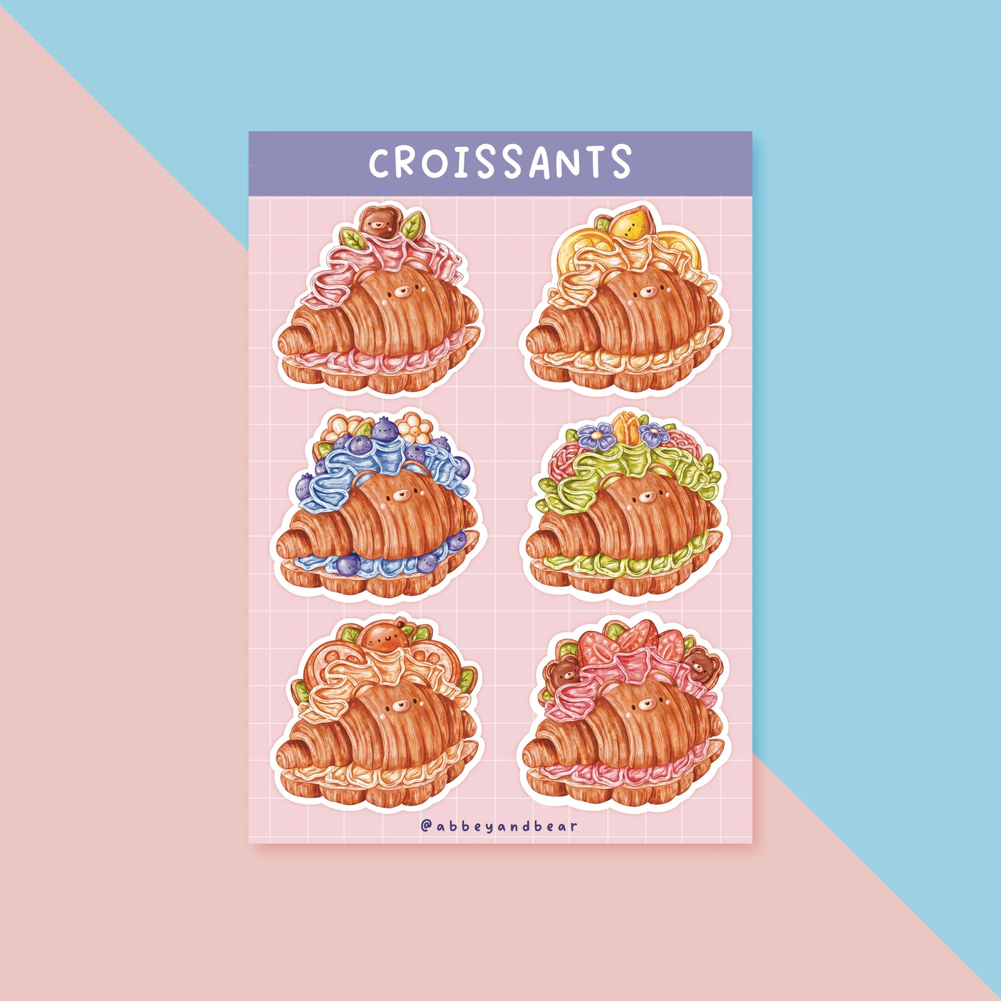 Bear Croissant A6 Sticker Sheet