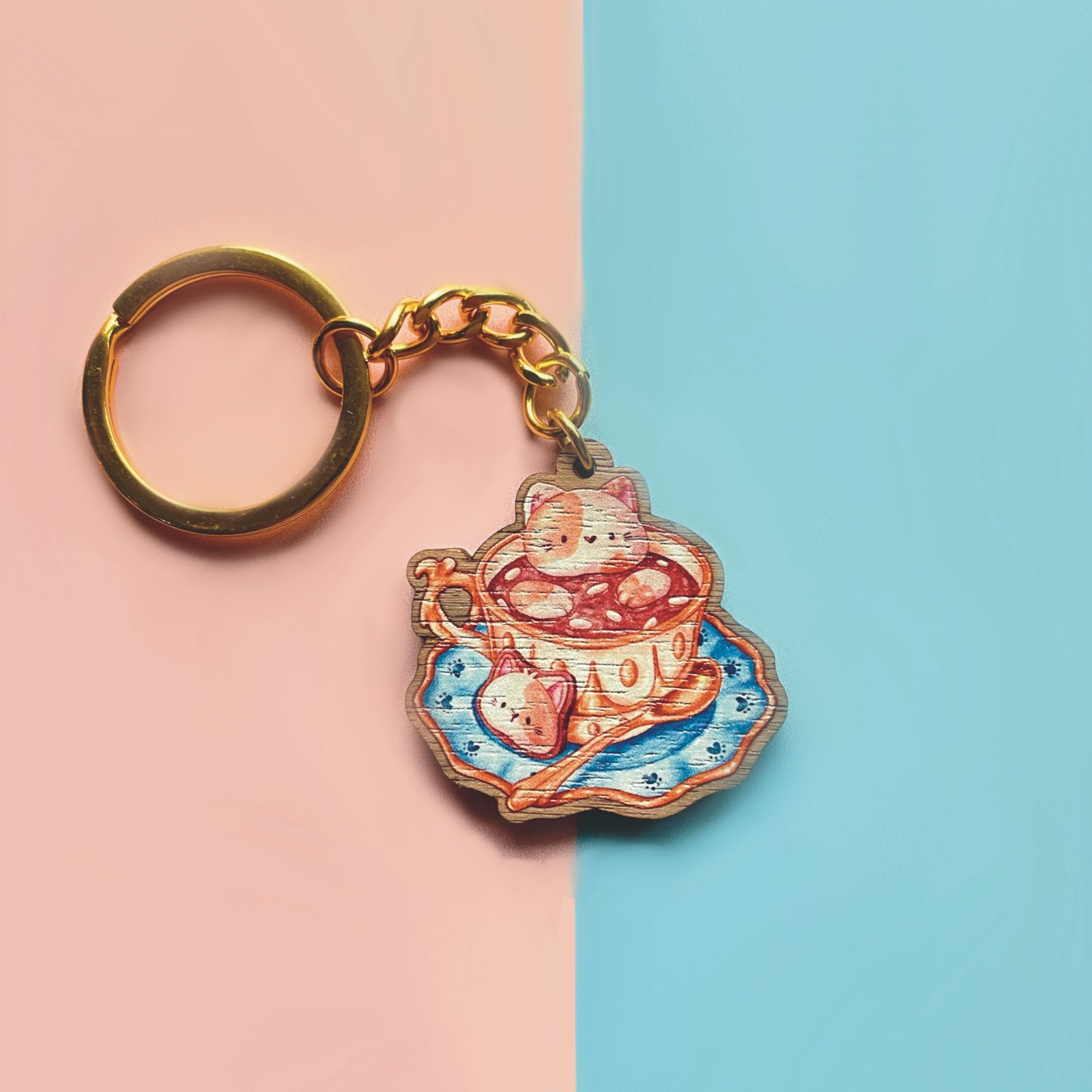 Cat Tea Keyring