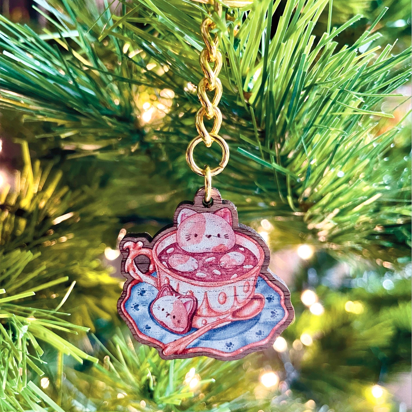 Cat Tea Keyring
