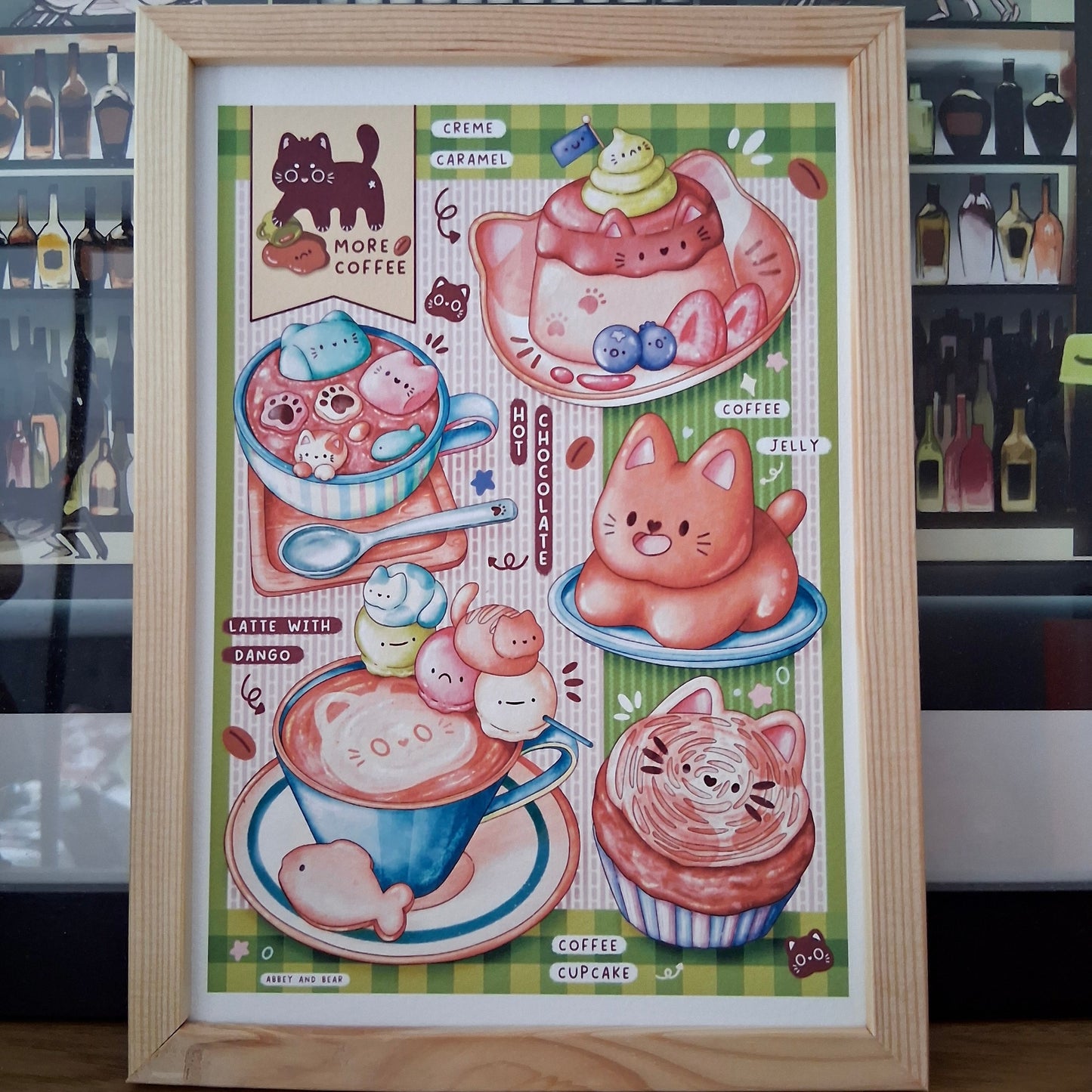 Coffee Cat Menu Art Print