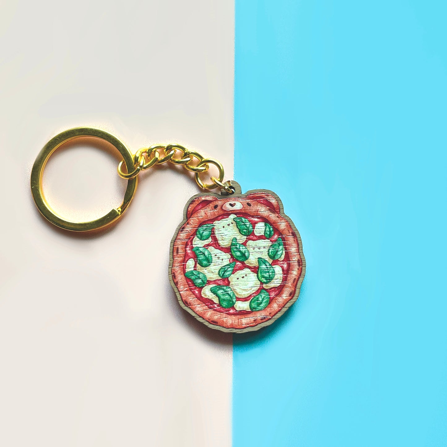 Bear Pizza Keyring