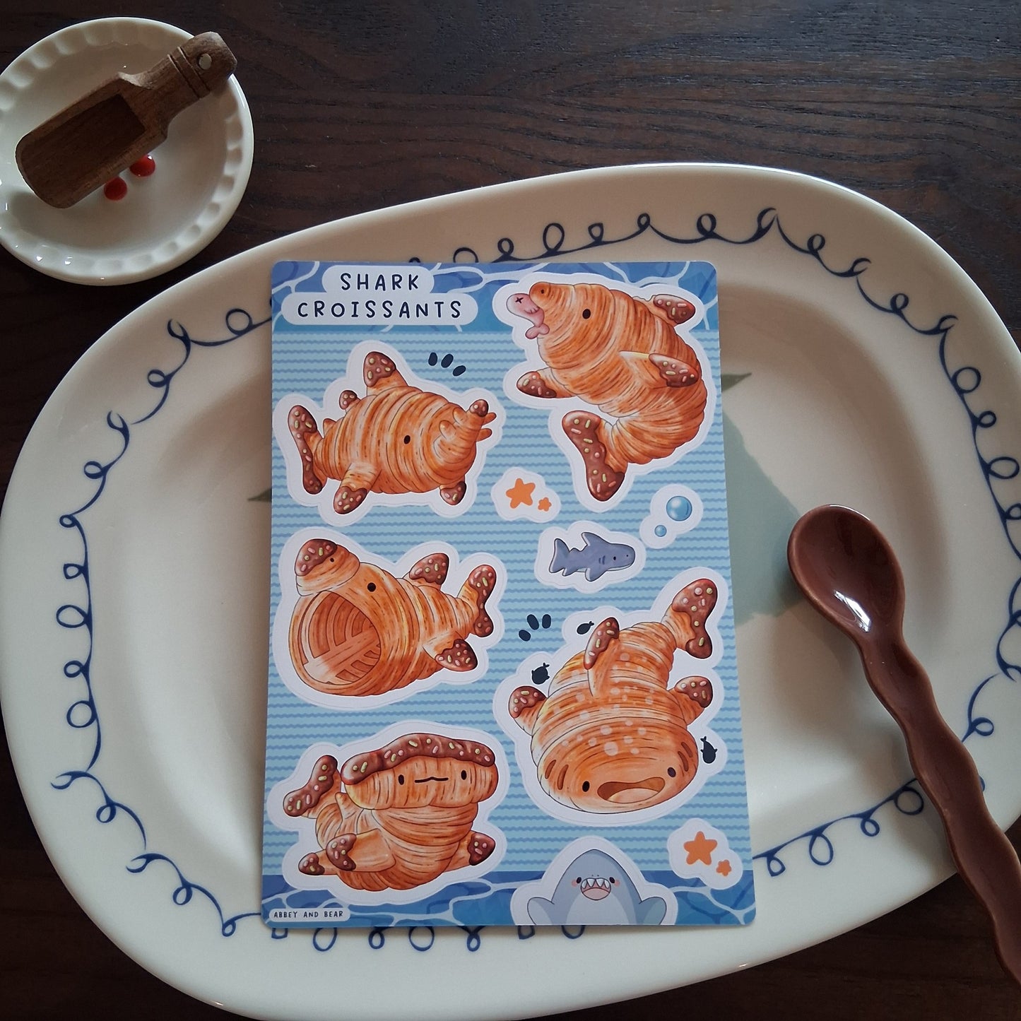 Croissant Shark Menu A6 Sticker Sheet