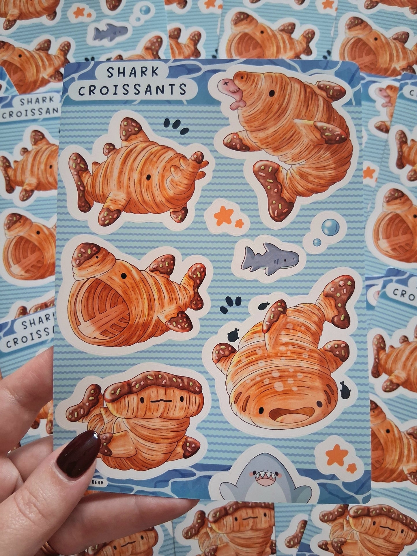 Croissant Shark Menu A6 Sticker Sheet