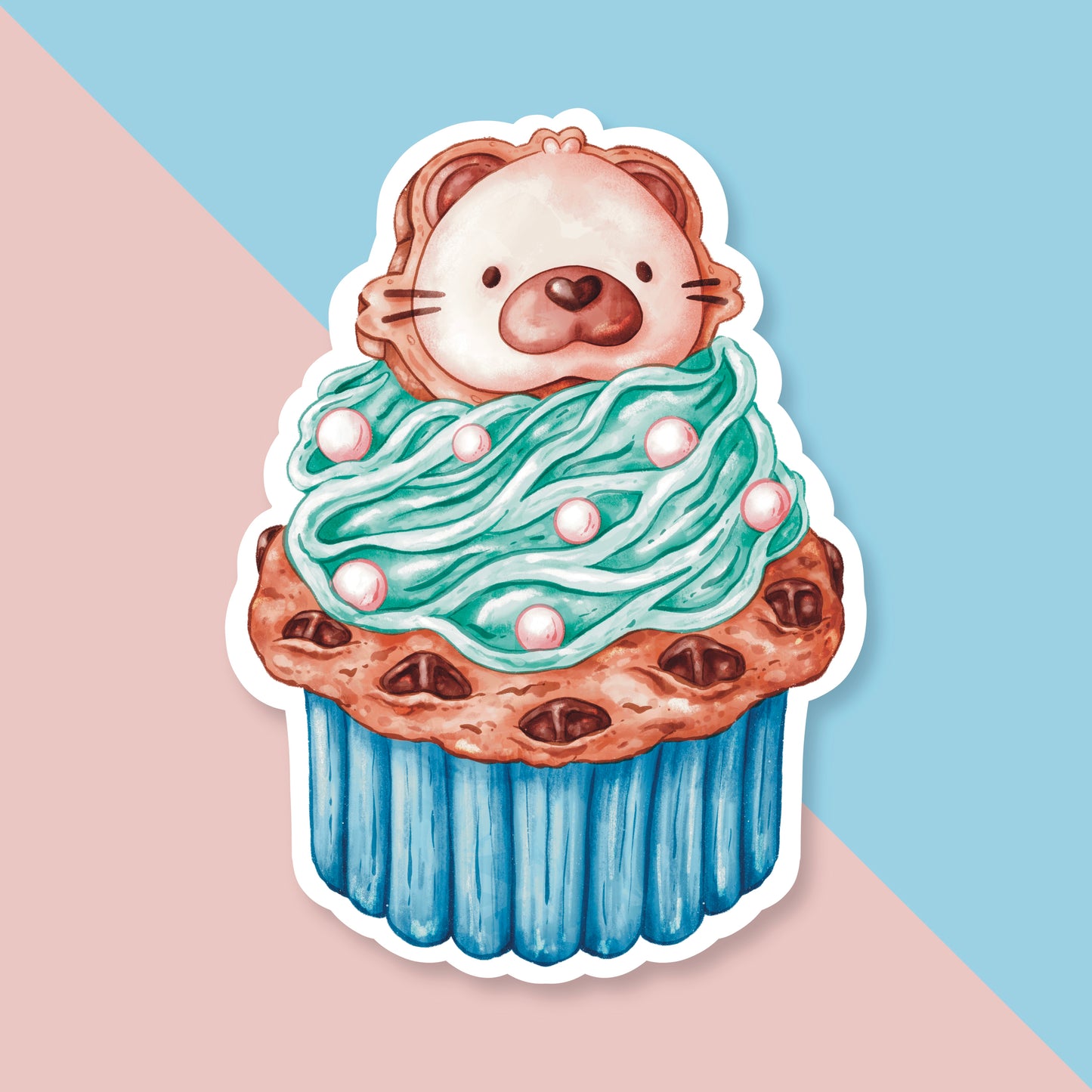 Cupcake Otter Sticker