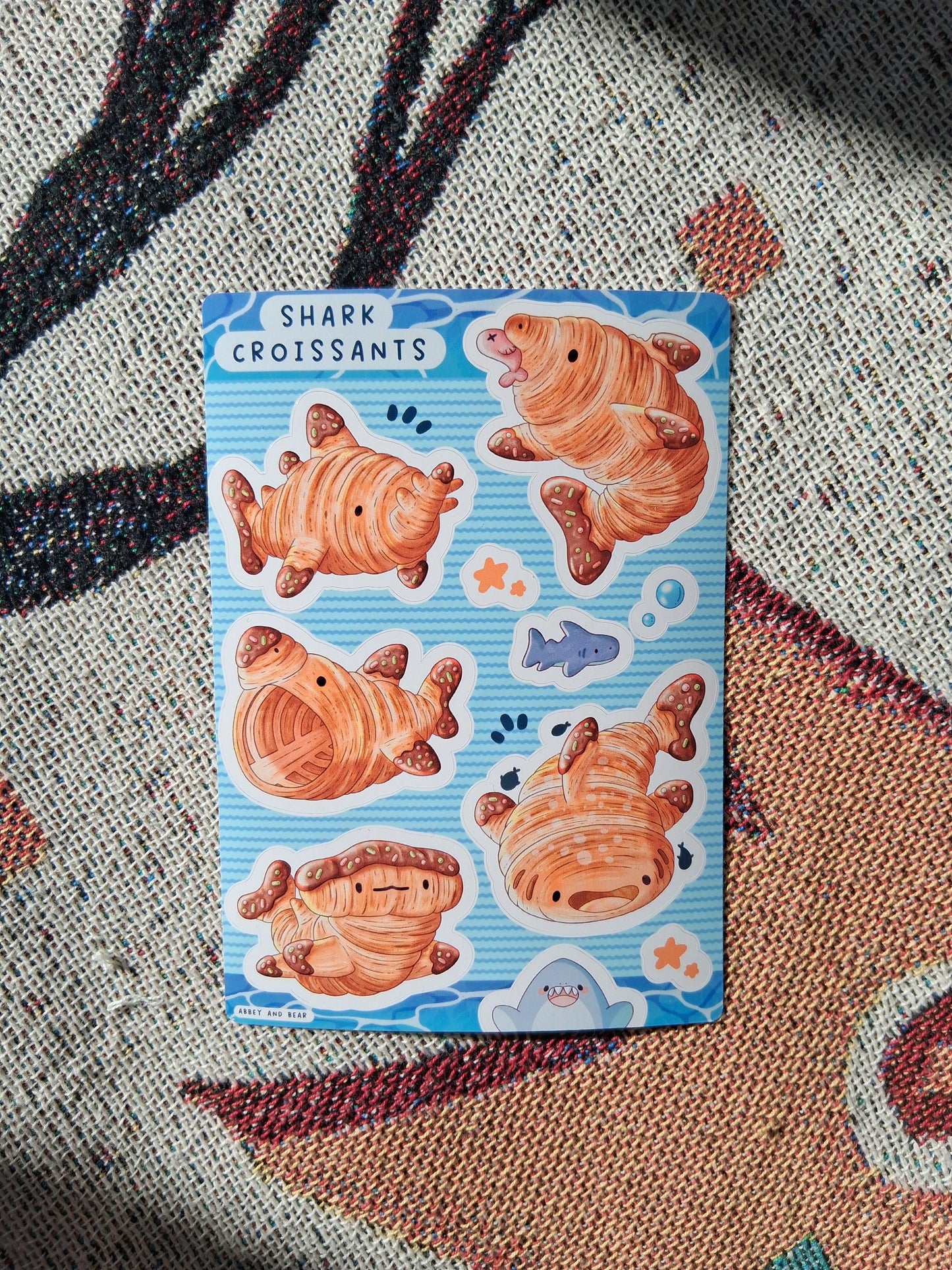 Croissant Shark Menu A6 Sticker Sheet