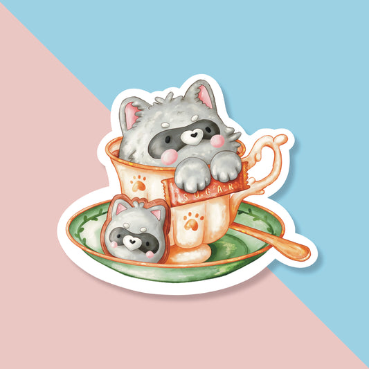 Raccoon Tea Sticker