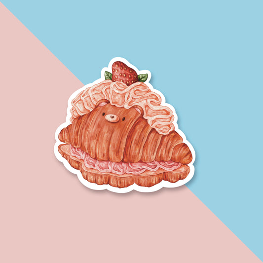 Bear Croissant Glossy Sticker