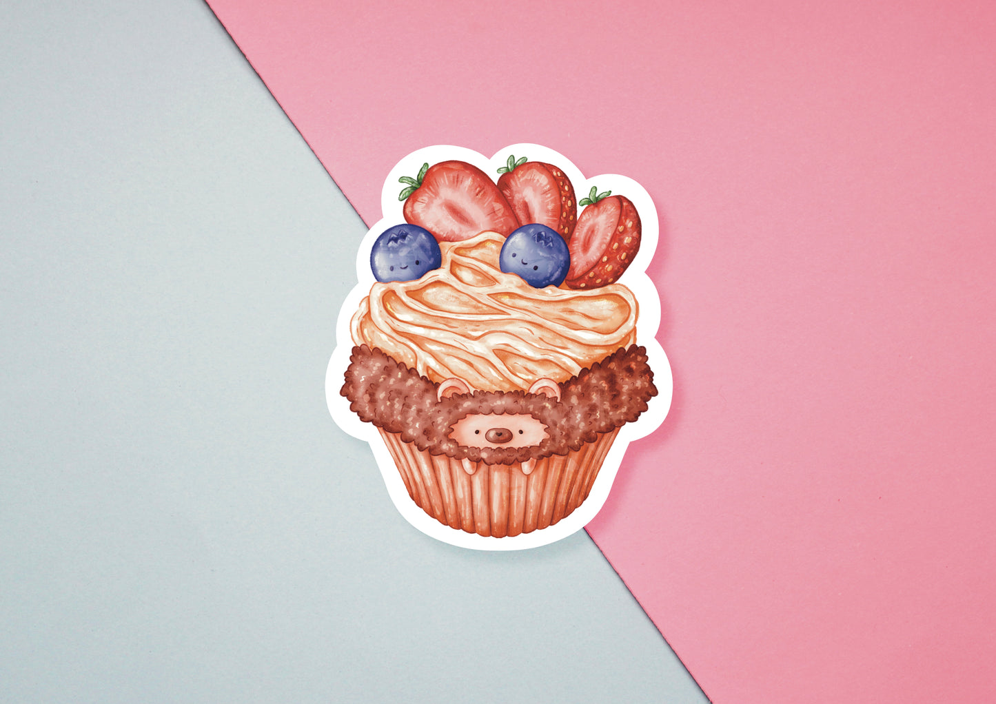 Hedgehog Cupcake Sticker