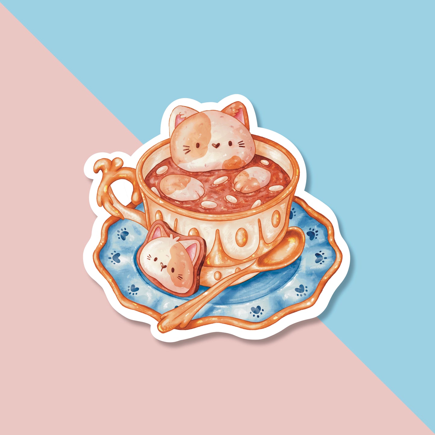 Cat Tea Glossy Sticker