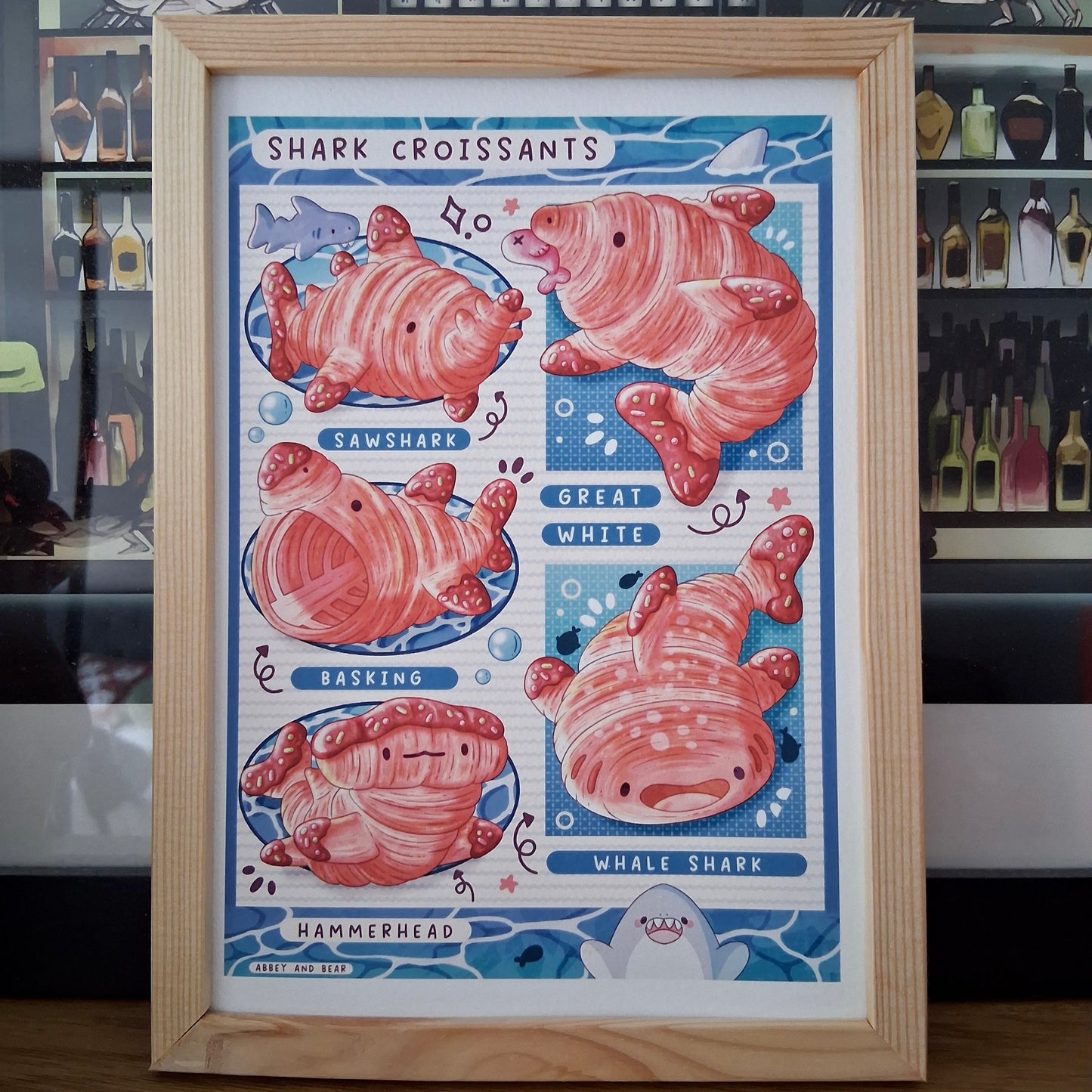 Croissant Shark Menu Art Print