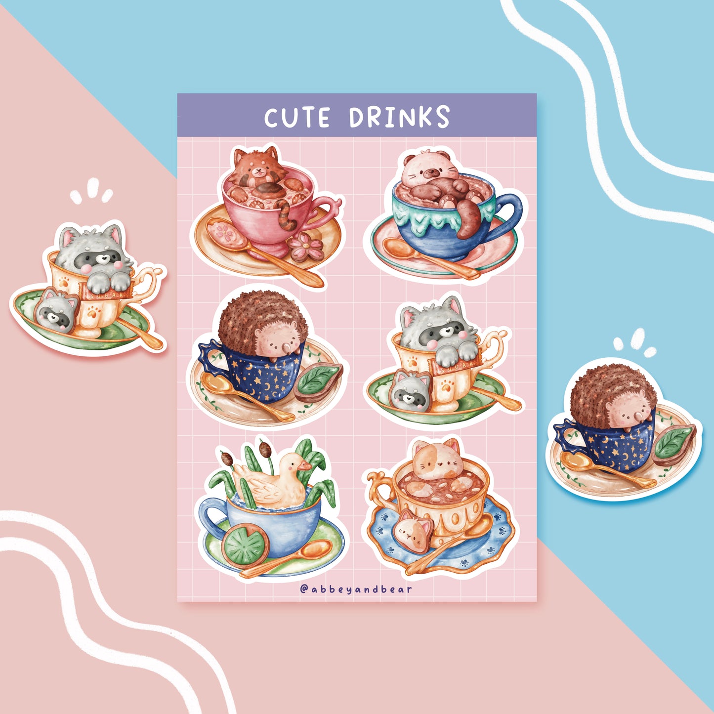 Cute Drink A6 Sticker Sheet