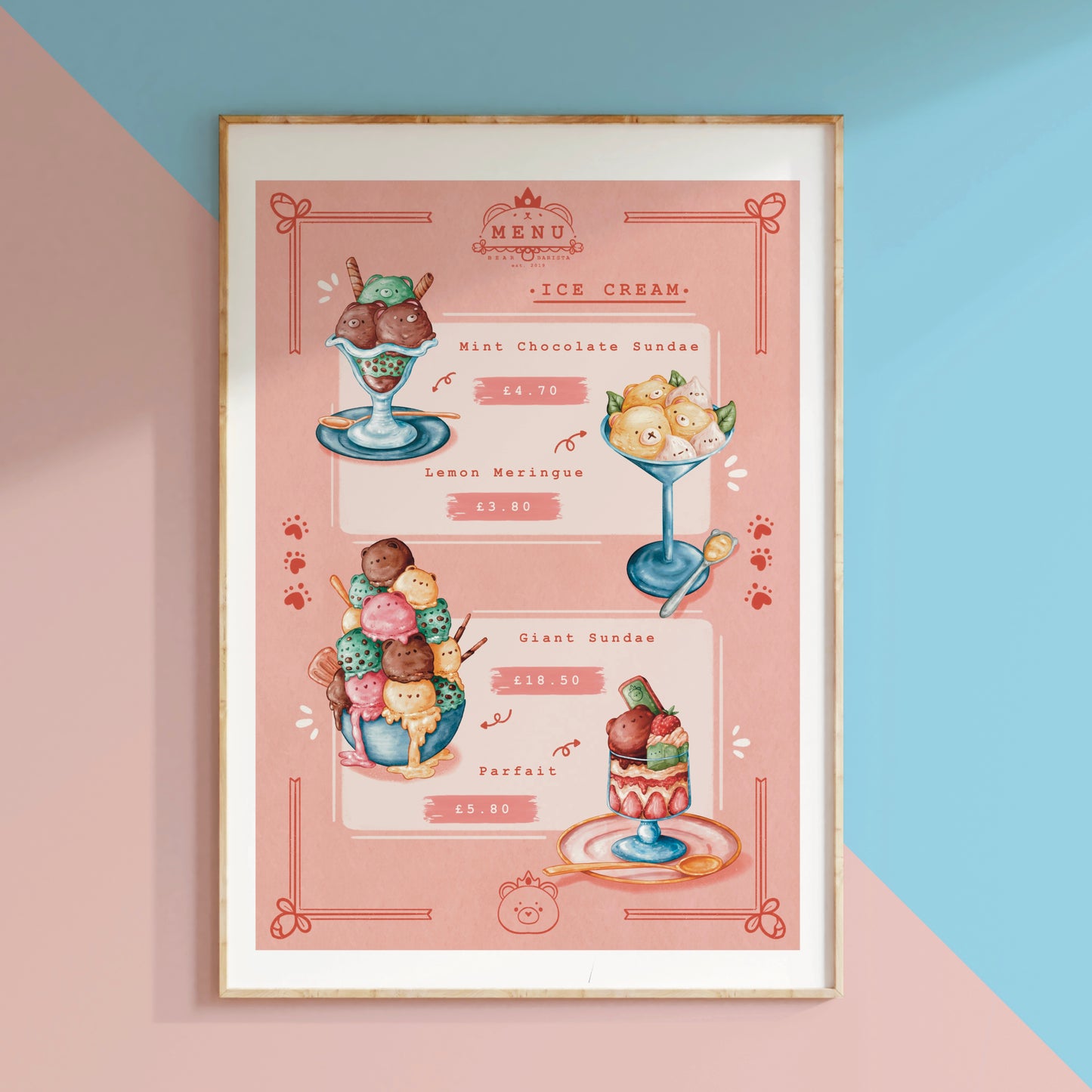 Ice Cream Menu Art Print