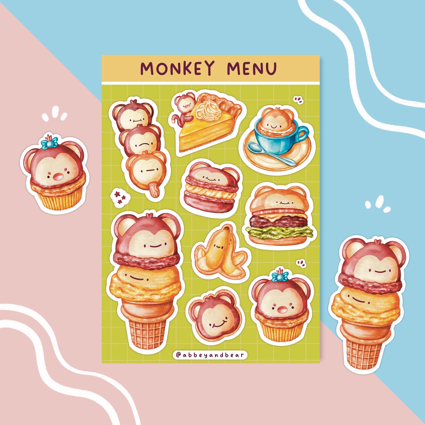 Monkey Menu A6 Sticker Sheet