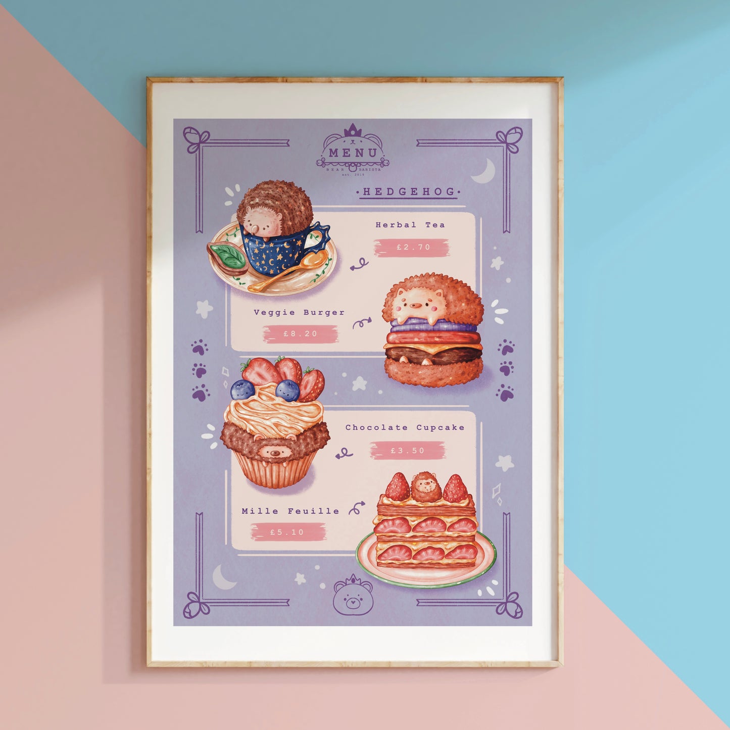 Hedgehog Menu Art Print