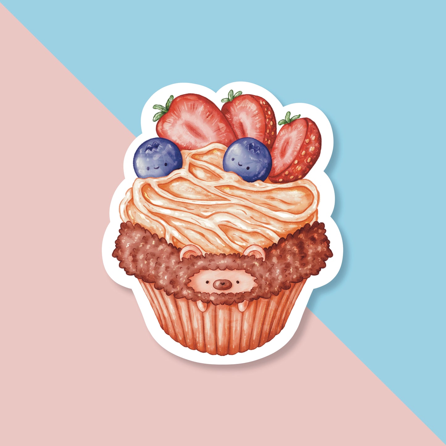 Hedgehog Cupcake Sticker