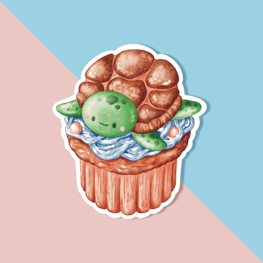 Turtle Cupcake Sticker
