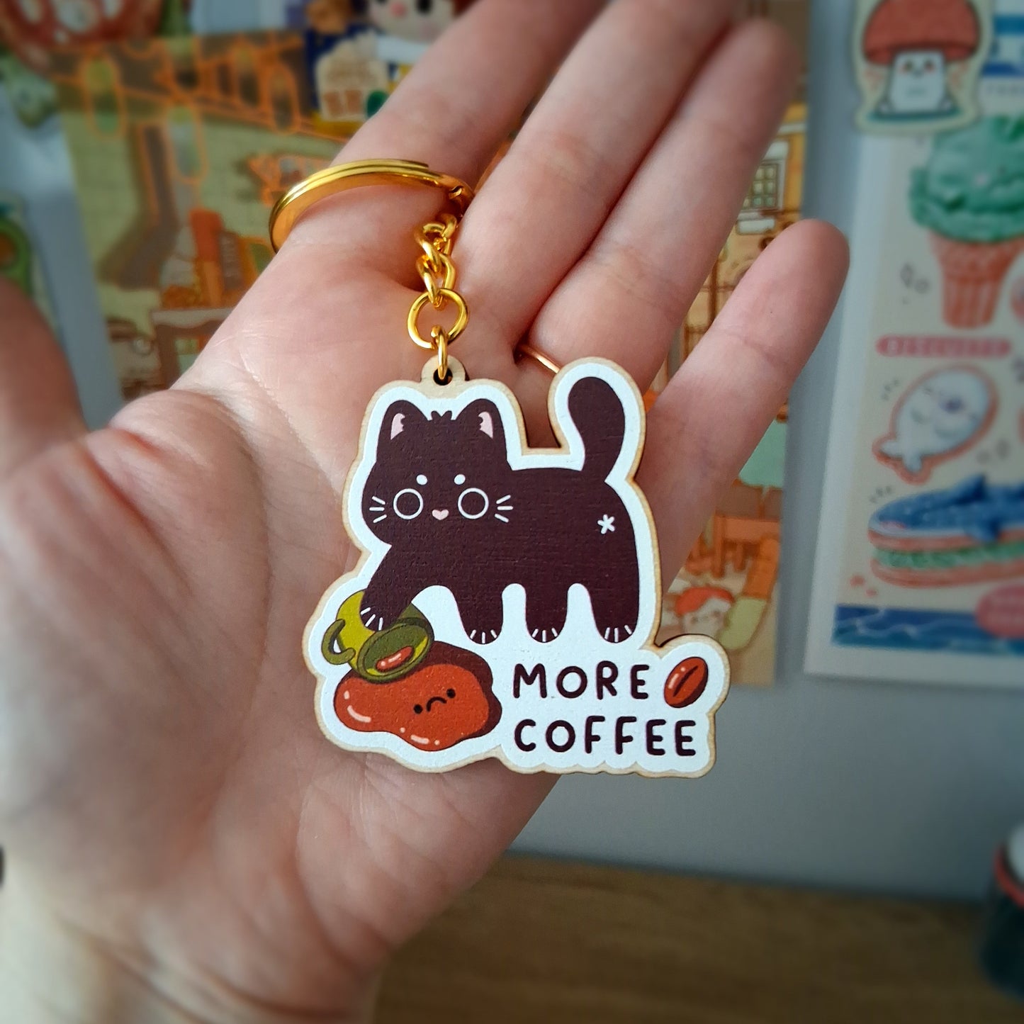 More Coffee Cat Keyring