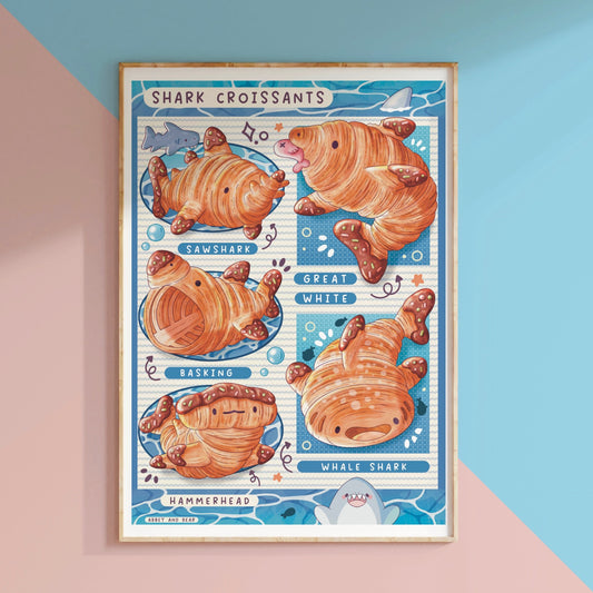 Croissant Shark Menu Art Print