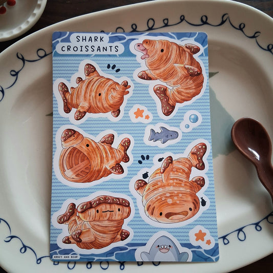 Croissant Shark Menu A6 Sticker Sheet