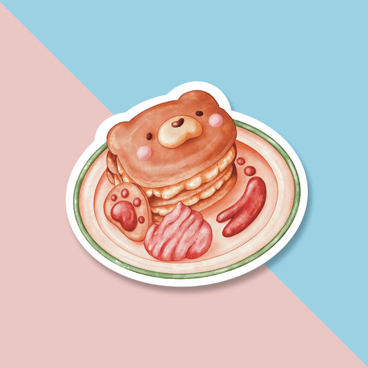 Bear Pancake Glossy Sticker