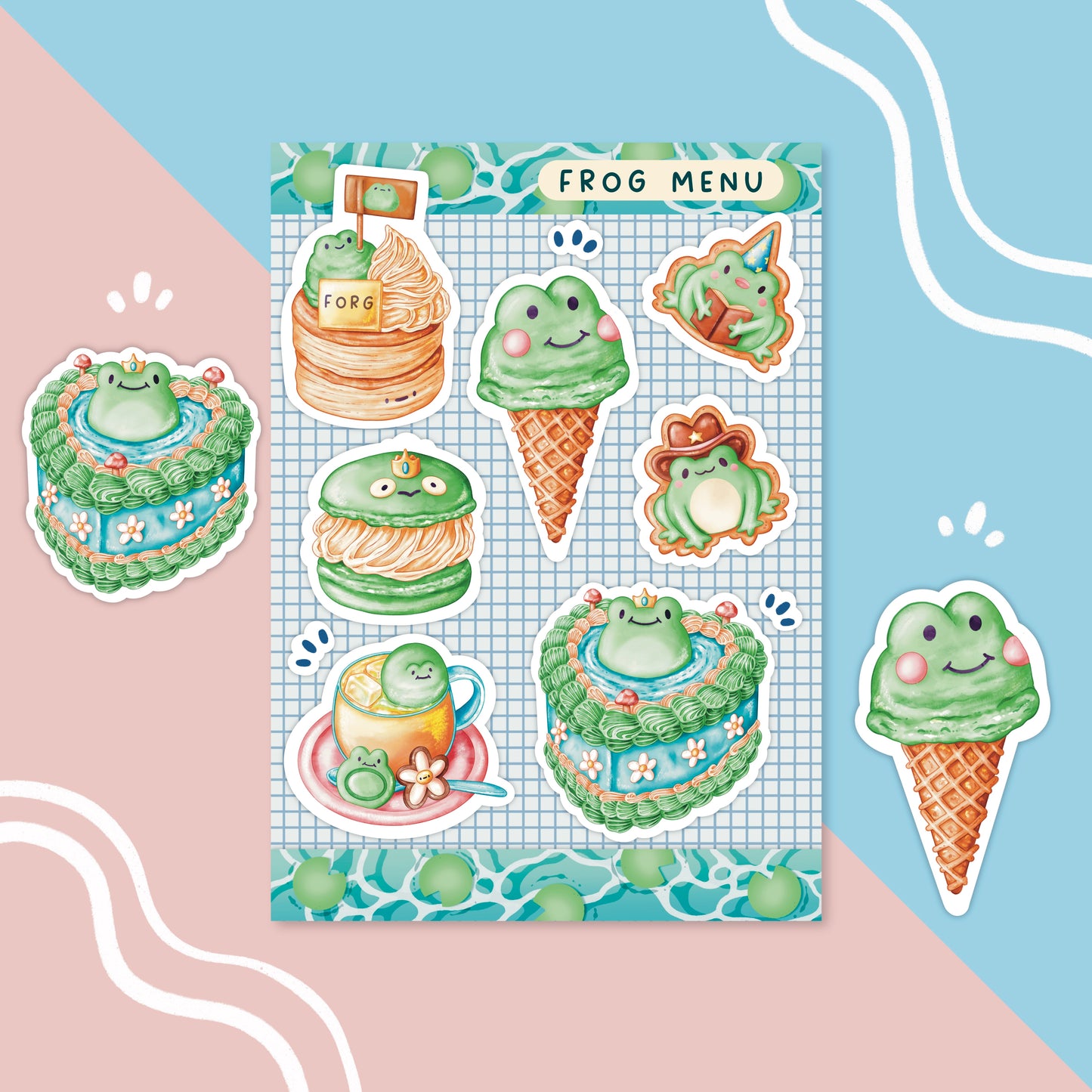 Frog Menu A6 Sticker Sheet