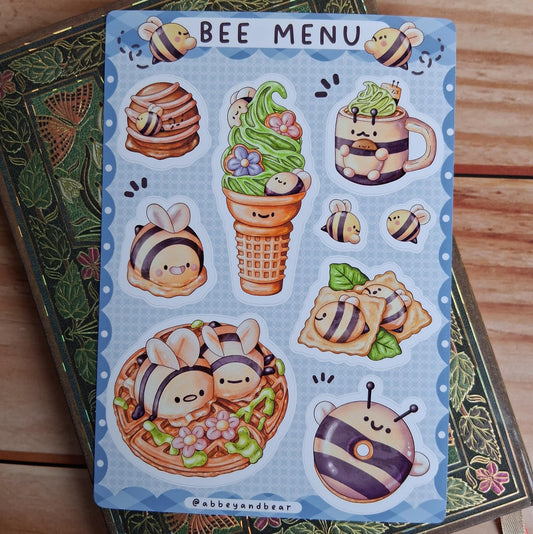 Bee Menu A6 Sticker Sheet