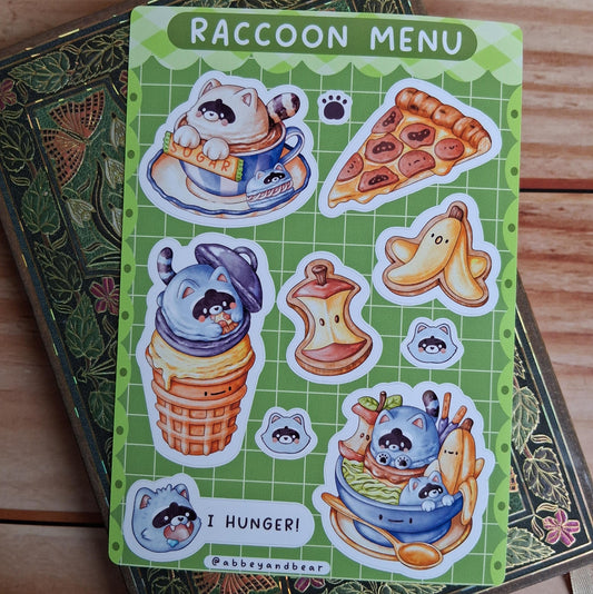 Raccoon Treats A6 Sticker Sheet