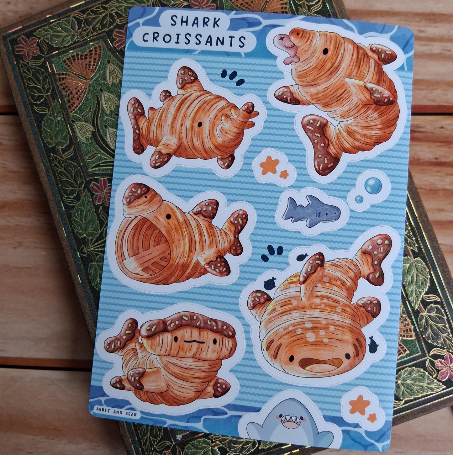 Croissant Shark Menu A6 Sticker Sheet
