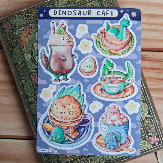 Dinosaur Cafe A6 Sticker Sheet
