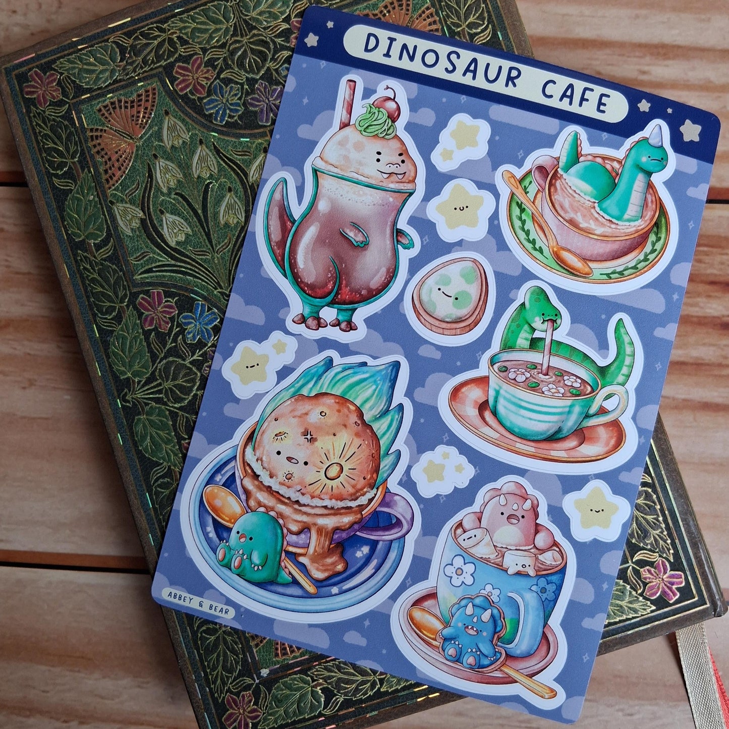 Dinosaur Cafe A6 Sticker Sheet