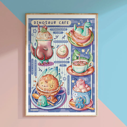 Dinosaur Cafe Menu Art Print