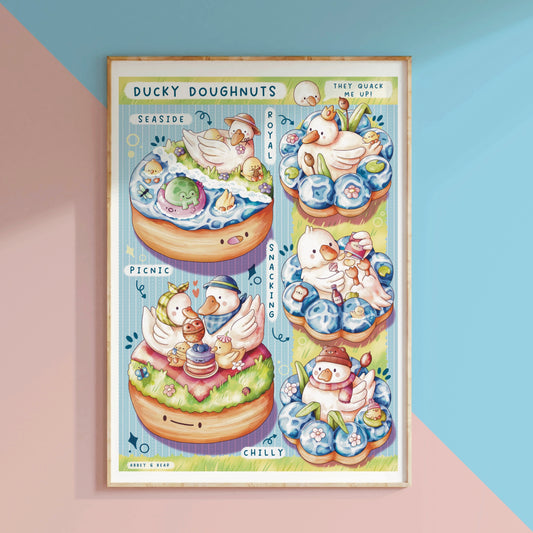 Ducky Doughnuts Menu Art Print