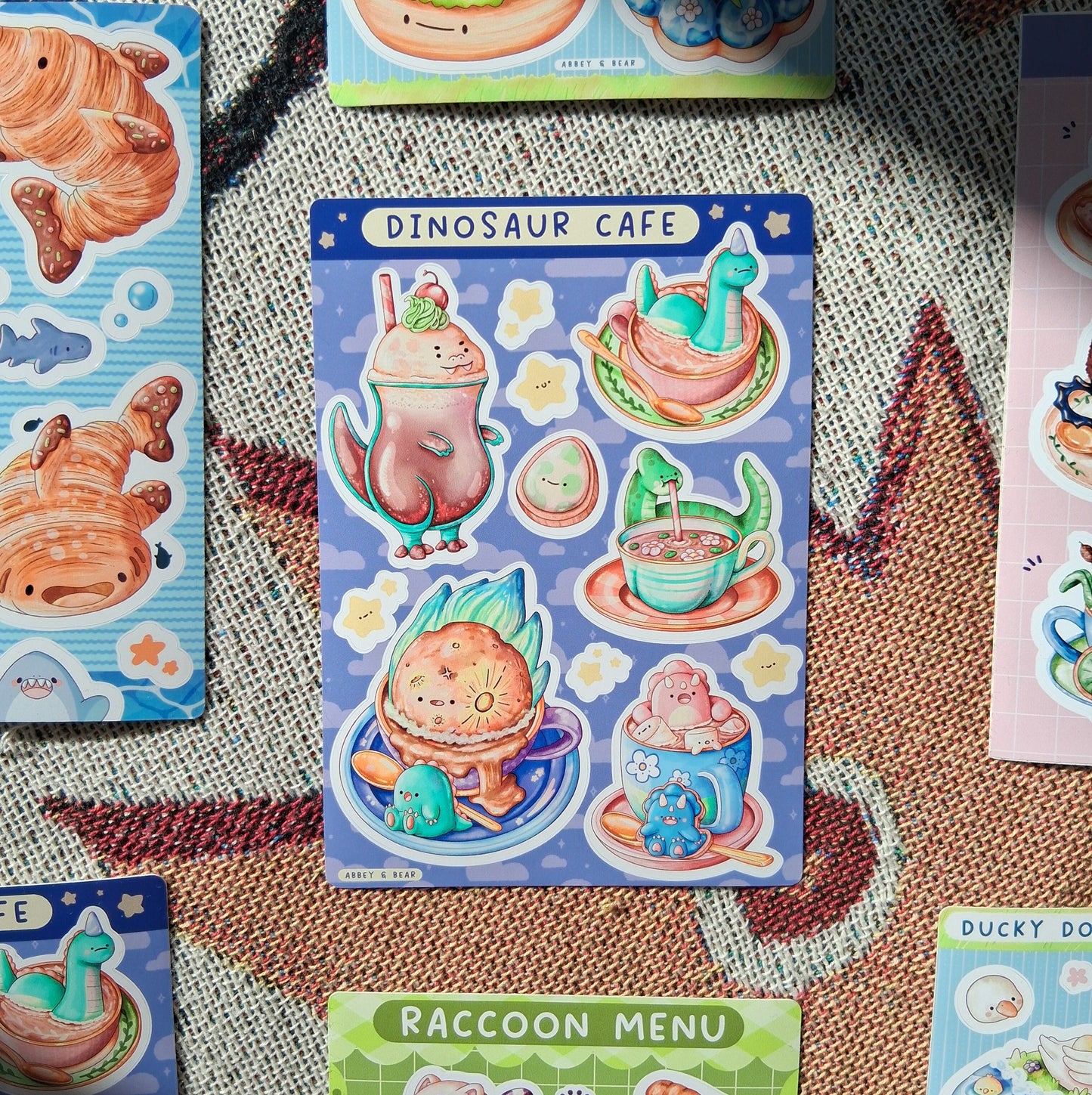 Dinosaur Cafe A6 Sticker Sheet