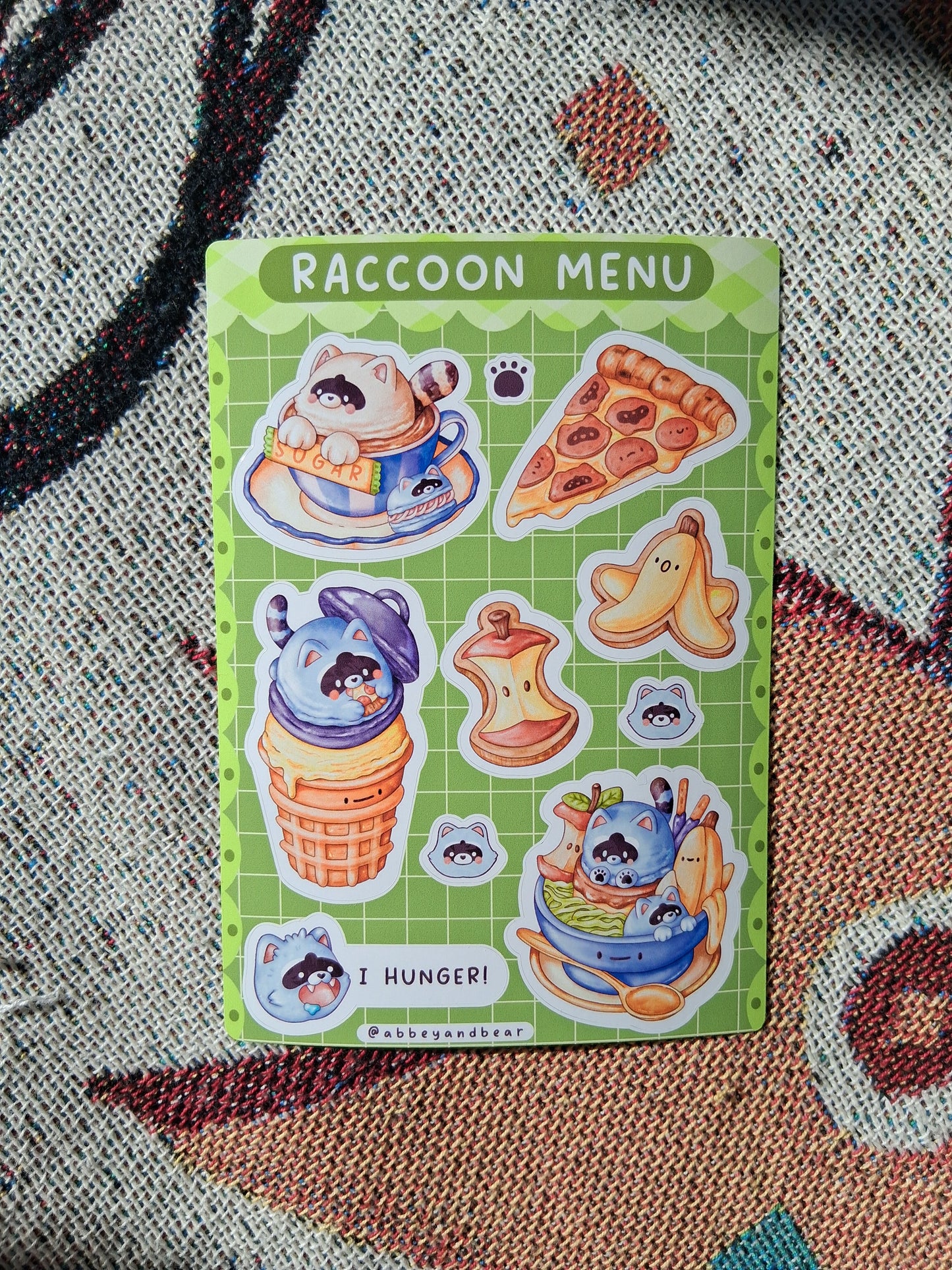 Raccoon Treats A6 Sticker Sheet