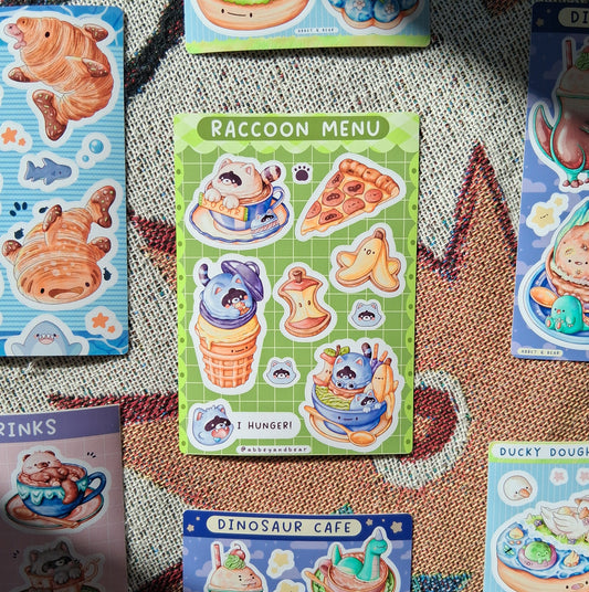 Raccoon Treats A6 Sticker Sheet